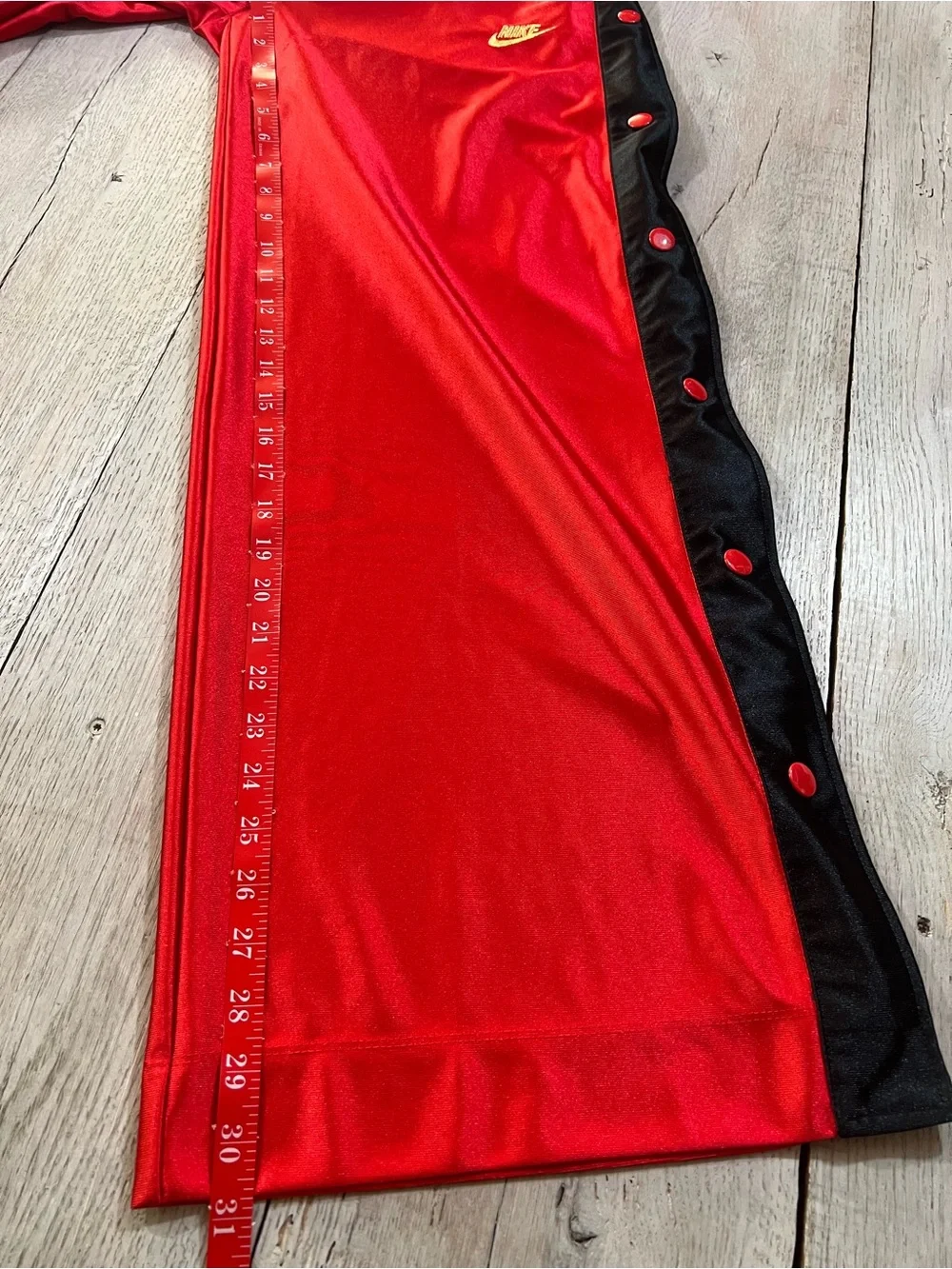 Nike Womens Track Pants Sportswear Glam Dunk Popper Red Black Wide Leg Sz S